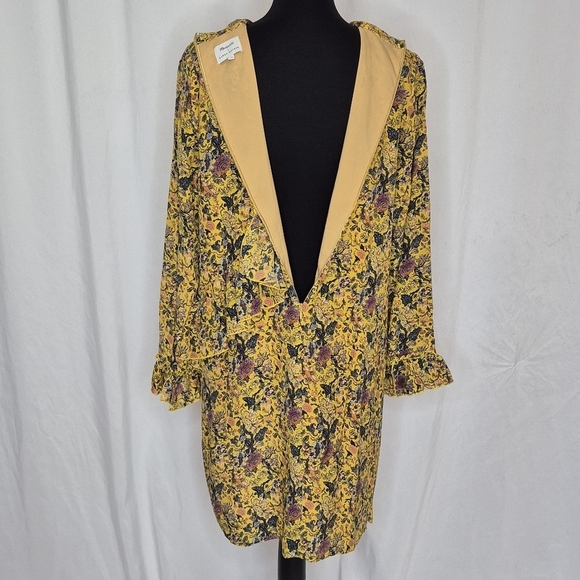 Madewell x Karen Walker Loretta 100% Silk Floral Ruffle Mini Dress - Size 14 - Picture 8 of 16